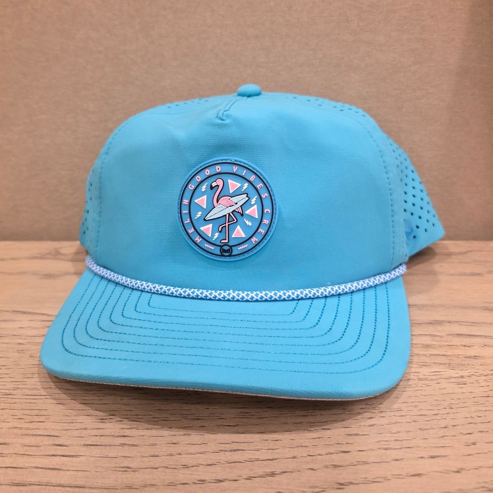 Melin Coronado Hydro Neon Collection Flamingo Good Vibes Crew Hat Blue Snapback